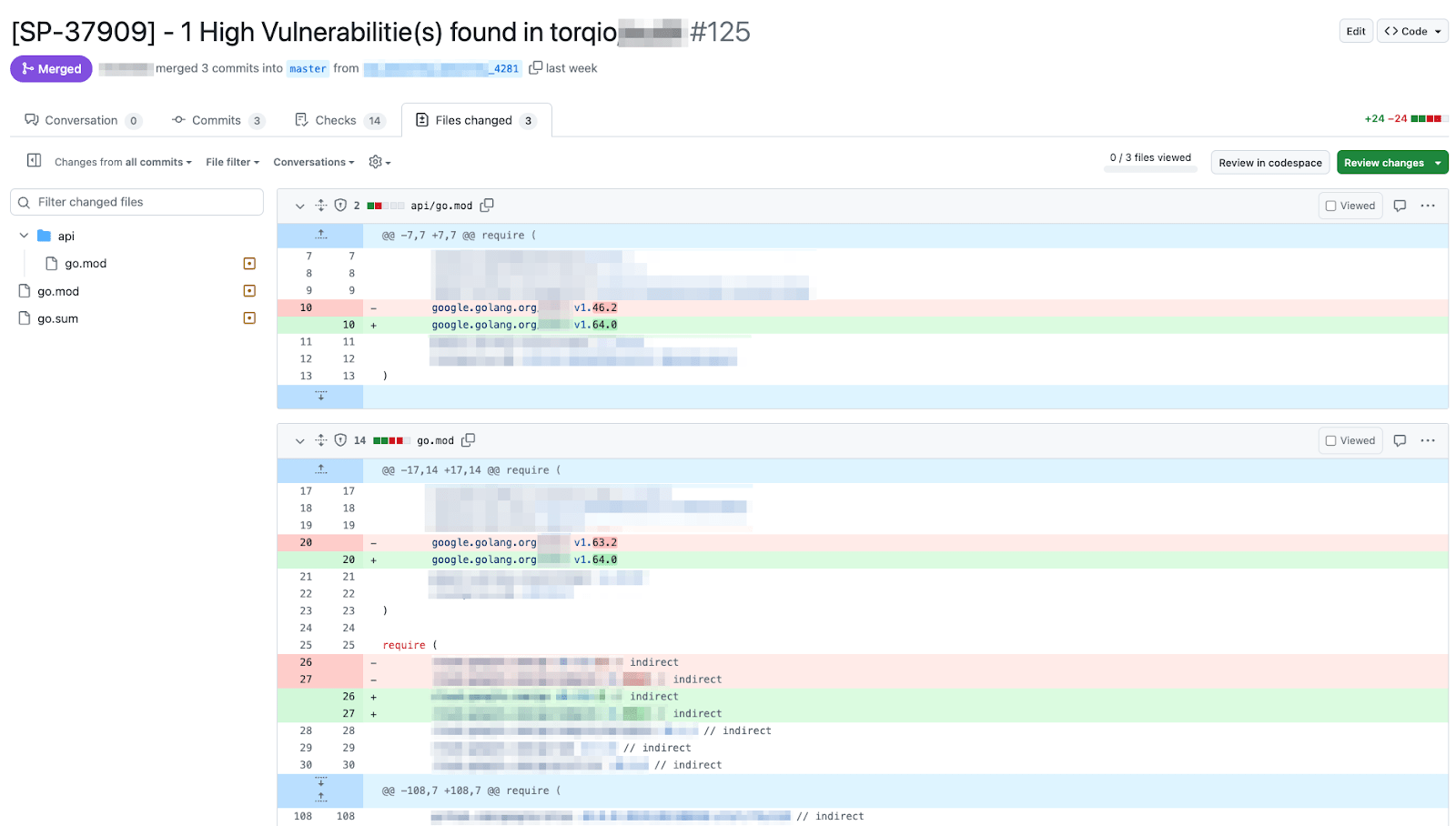 SDLC automation workflow showing peer review and automated deployment of security fixes through Torq’s change management process.
