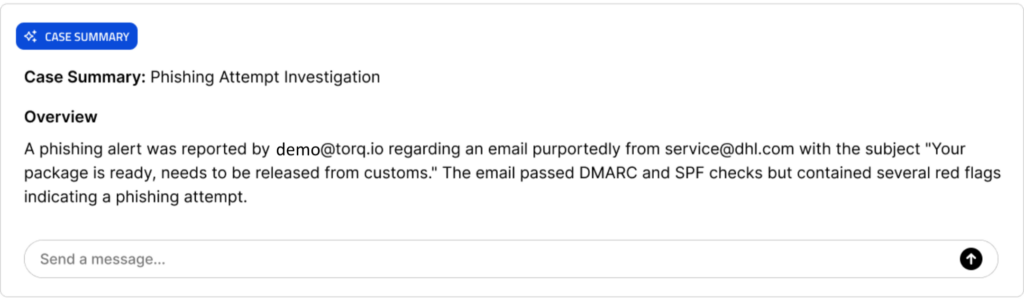 Example of how a naive AI-generated case summary doesn't have enough information for reliable SOC shift transfers