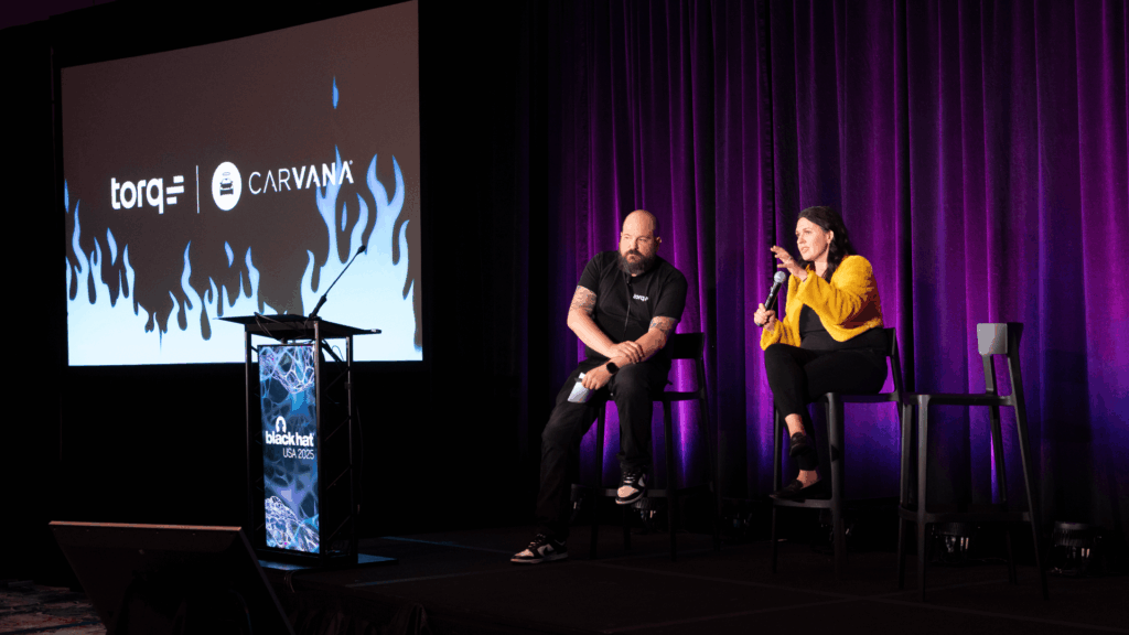 Carvana CISO Dina Mathers and Torq Field CISO Patrick Orzechowski speaking at Black Hat 2025
