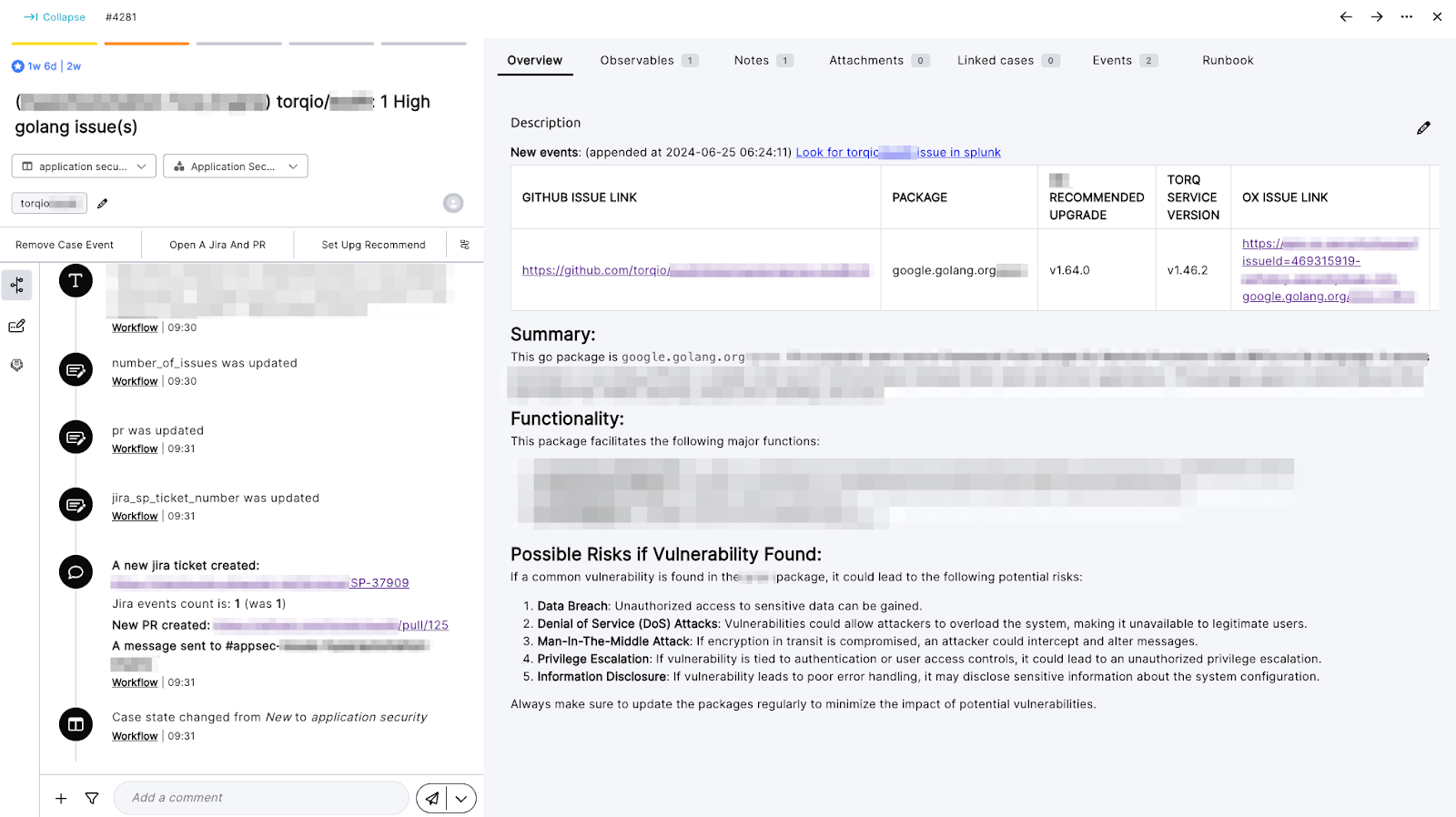 Diagram showing Torq case aggregating security issues by severity and category within a repository to streamline R&D workflows.